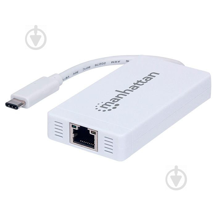 USB-хаб Manhattan Type-C Hub 3-port USB3.0 + RJ45 Gigabit Ethernet white (507608) - фото 1