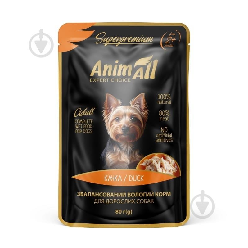 Корм влажный AnimAll для собак с уткой 80 г - фото 1 Корм влажный AnimAll для собак с уткой 80 г - фото 1