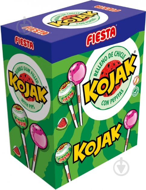 Льодяники KOJAK Watermelon Кавун із жувальною гумкою на паличці 1.5 кг - фото 1