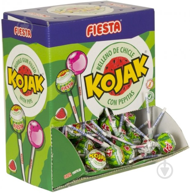 Льодяники KOJAK Watermelon Кавун із жувальною гумкою на паличці 1.5 кг - фото 2