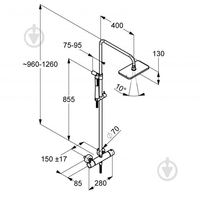 Душова система Kludi Dual Shower System з термостатом 490950500 - фото 2