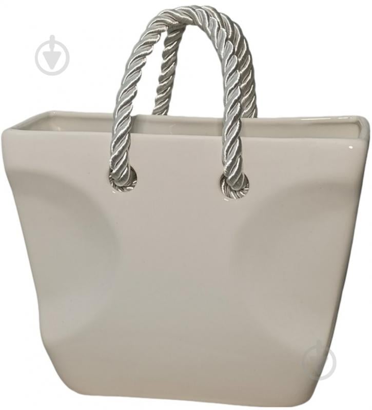 Ваза керамическая Kerama tato Сумка 16,5 см белая - фото 2