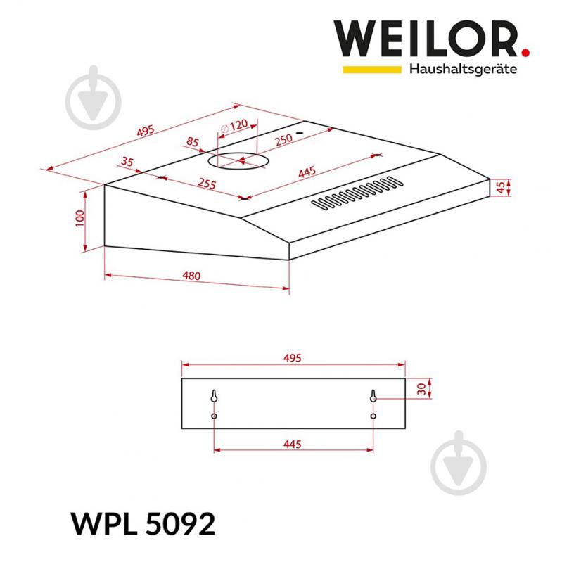 Витяжка WEILOR WPL 5092 FBL плоска - фото 9