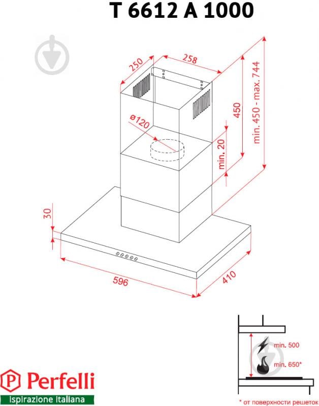 Вытяжка Perfelli T 6612 A 1000 IV LED - фото 5