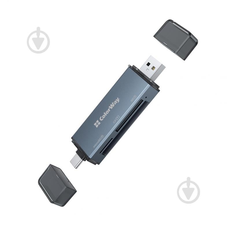 Кардридер ColorWay USB 2.0/USB-C to CF/SD/MicroSD (CW-CR-01) - фото 3