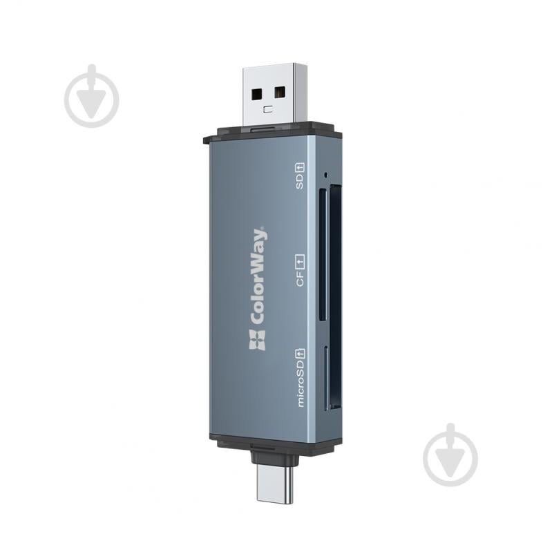 Кардридер ColorWay USB 2.0/USB-C to CF/SD/MicroSD (CW-CR-01) - фото 5