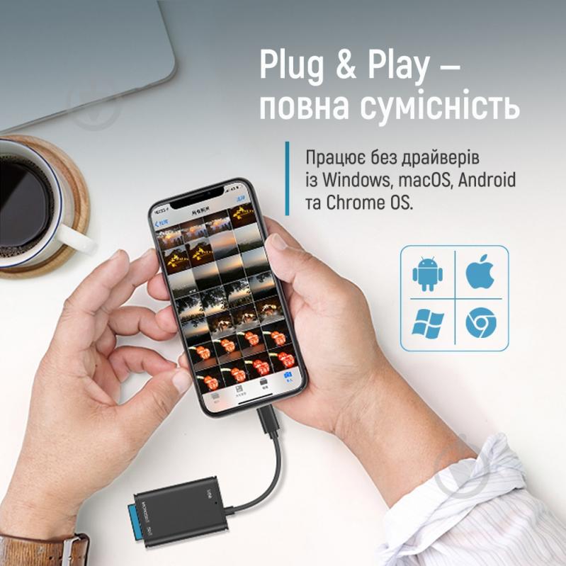 Кардридер ColorWay USB-C to USB 3.0/SD/MicroSD (CW-CR-02) - фото 6 Кардридер ColorWay USB-C to USB 3.0/SD/MicroSD (CW-CR-02) - фото 6