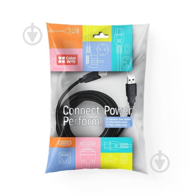 Кабель для принтера ColorWay USB 2.0 AM to BM Print Cable 2 м (CW-CBUB072-BK) - фото 1 Кабель для принтера ColorWay USB 2.0 AM to BM Print Cable 2 м (CW-CBUB072-BK) - фото 1