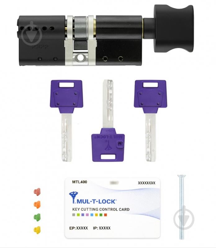 Цилиндр Mul-T-Lock 35x35 ключ-вороток 70 мм черный/черный MTL400 3KEY - фото 6