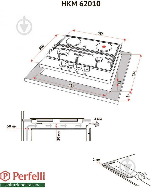 Варочная поверхность комбинированная Perfelli HKM 62010 BL - фото 7