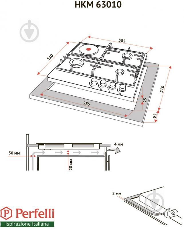 Варильна поверхня комбінована Perfelli HKM 63010 BL - фото 6