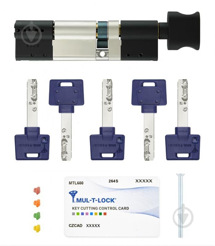 Циліндр Mul-T-Lock 40x40 ключ-вороток 80 мм чорний/чорний MTL600 3KEY - фото 6