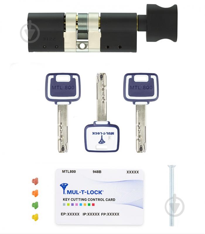 Цилиндр Mul-T-Lock 35x35 ключ-вороток 70 мм черный MTL800/MT5+ - фото 8