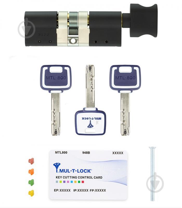 Циліндр Mul-T-Lock 40x40 ключ-вороток 80 мм чорний MTL800/MT5+ - фото 8