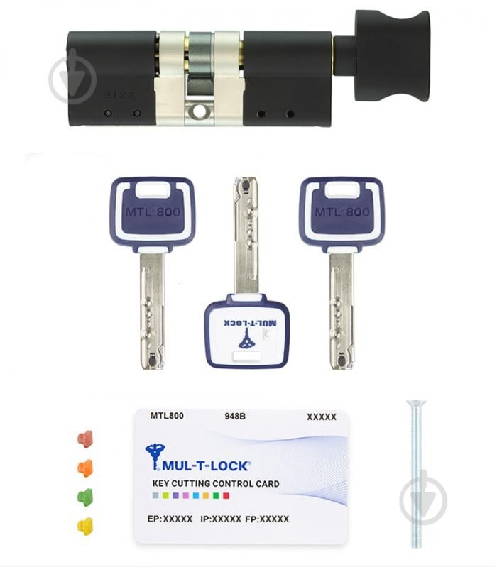 Цилиндр Mul-T-Lock 45x45 ключ-вороток 90 мм черный MTL800/MT5+ - фото 8