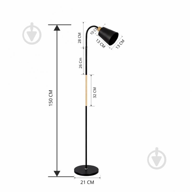 Торшер Bergs 40 Вт E27 черный 1060-FL-1 Black - фото 4