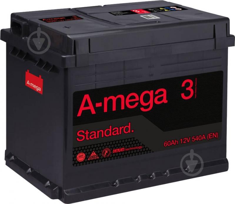 Акумулятор автомобільний A-MEGA Standart 60Ah 540A 12V «+» ліворуч - фото 1