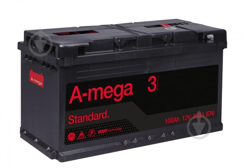 Акумулятор автомобільний A-MEGA Standart 100Ah 850A 12V «+» праворуч - фото 1