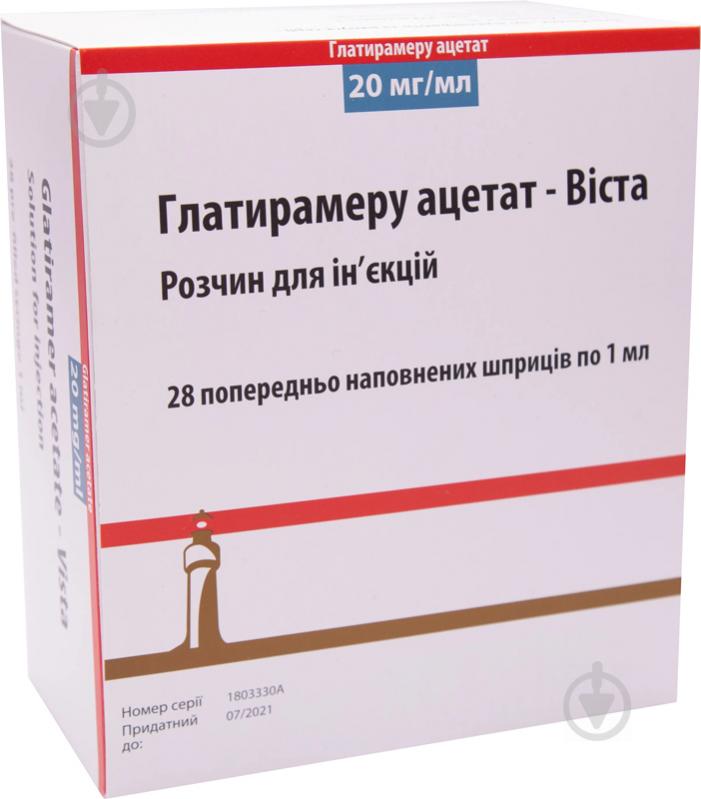 Глатирамеру ацетат-Віста Mistral Capital Management д/ін. 20 мг/мл по 1 мл у поперед. запов. шпр. 28 - фото 1