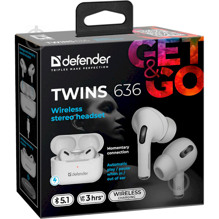 Наушники Defender Twins 636 TWS Pro Bluetooth white (63636) - фото 7