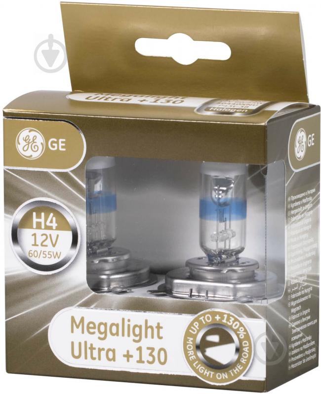 Автолампа галогенна GENERAL ELECTRIC Megalight Ultra +130% (50440XNU) H4 60/55 Вт 2 шт.(GE 93039913) - фото 1