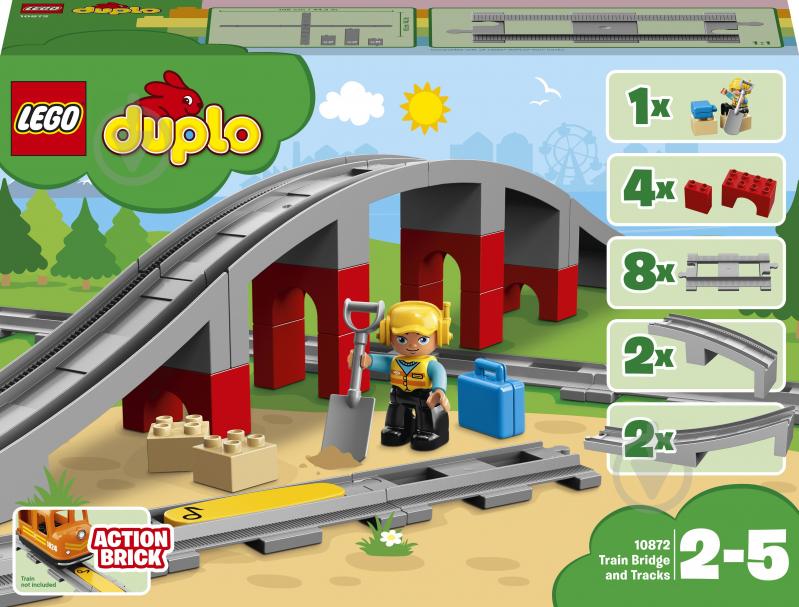 Конструктор LEGO DUPLO Железнодорожный мост и рельсы 10872 - фото 1