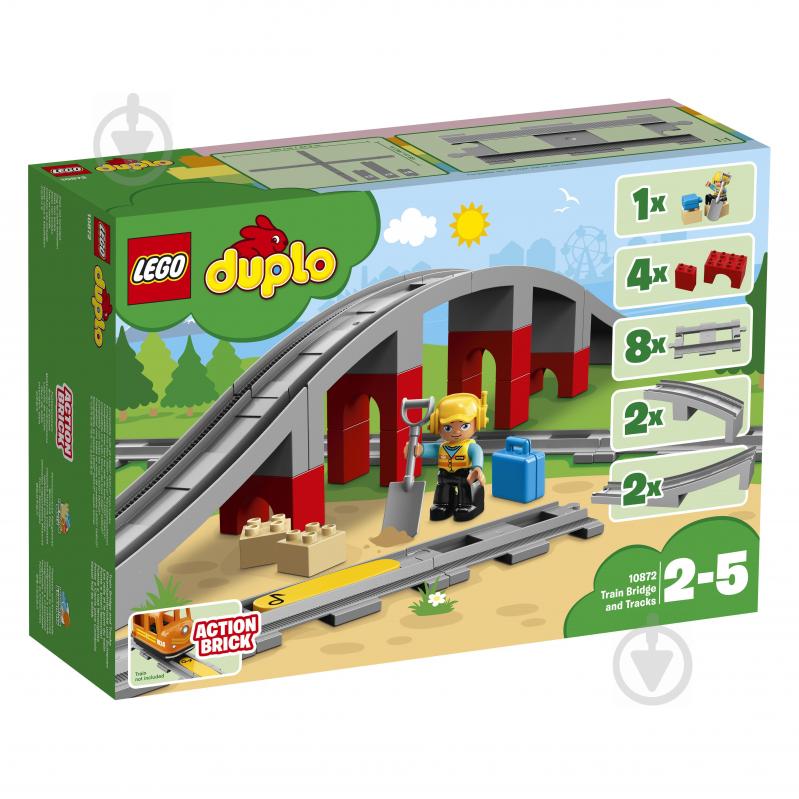 Конструктор LEGO DUPLO Железнодорожный мост и рельсы 10872 - фото 9