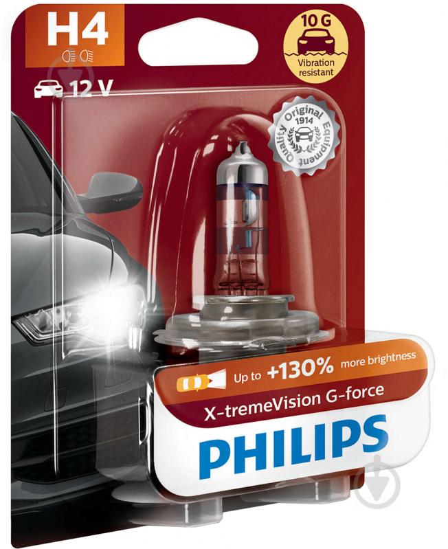 Автолампа галогенна Philips X-tremeVision G-force H4 60/55 Вт 1 шт.(PS 12342 XV GB1) - фото 2