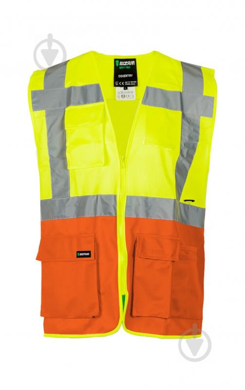 Жилет сигнальный Sizam Hi-Viz Coventry р. M рост универсальный 30260 желтый с оранжевым - фото 1