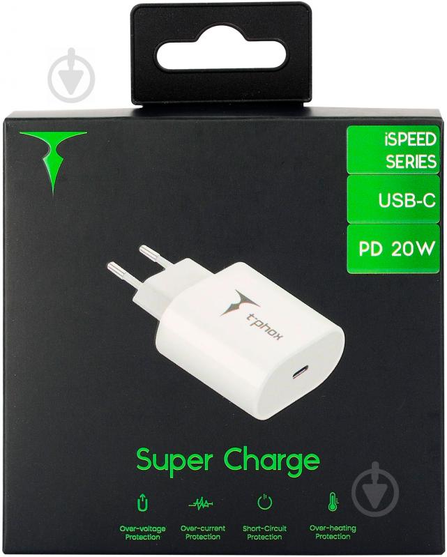 Сетевое зарядное устройство T-PHOX iSpeed PD Charger (20W) - White - фото 4