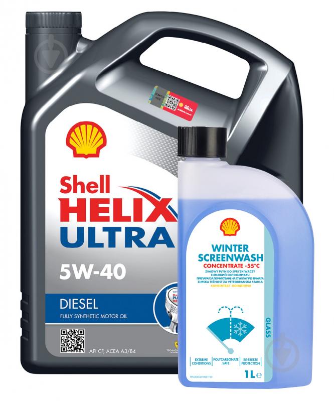 Моторне мастило SHELL промонабір Helix Ultra Diesel + Winter Screenwash Conc. (-55°С, 1 л) 5W-40 4 л (ТОВ-У512759) - фото 1