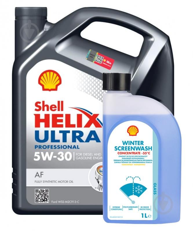 Моторное масло SHELL промонабор Helix Ultra Professional AF + Winter Screenwash Conc. (-55°С, 1 л) 5W-30 4 л (ТОВ-У512757) - фото 1