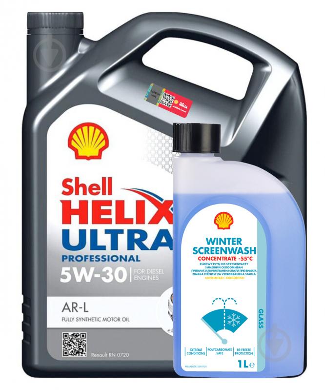 Моторное масло SHELL промонабор Helix Ultra Professional AR-L + Winter Screenwash Conc. (-55°С, 1 л) 5W-30 5 л (ТОВ-У512758) - фото 1