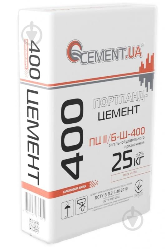 Цемент CEMENT UA ПЦ ІІ/Б-Ш-400, 25 кг, CEM ІІ/B-S 32,5 R - фото 1