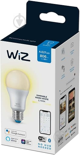 Умная лампа WIZ Smart Wi-Fi DIM 8 Вт A60 матовая E27 220 В 2700 К 929002450202 - фото 3