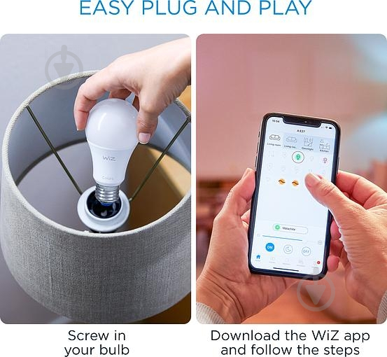 Умная лампа WIZ Smart Wi-Fi 8 Вт A60 матовая E27 220 В 2700-6500 К 929002383502 - фото 5
