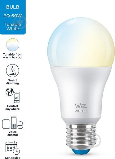 Умная лампа WIZ Smart Wi-Fi 8 Вт A60 матовая E27 220 В 2700-6500 К 929002383502 - фото 4