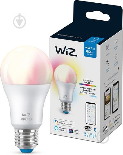 Умная лампа WIZ Smart RGB Wi-Fi 8 Вт A60 матовая E27 220 В 2200-6500 К 929002383602 - фото 1