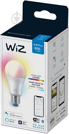 Умная лампа WIZ Smart RGB Wi-Fi 8 Вт A60 матовая E27 220 В 2200-6500 К 929002383602 - фото 3