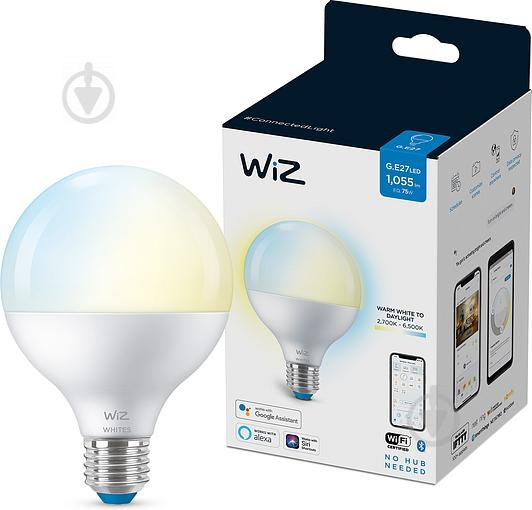 Умная лампа WIZ Smart Wi-Fi 11 Вт G95 матовая E27 220 В 2700-6500 К 929002451002 - фото 1