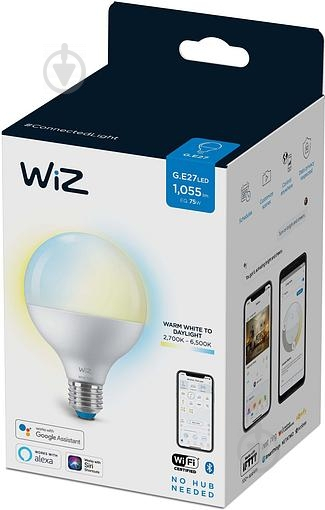 Умная лампа WIZ Smart Wi-Fi 11 Вт G95 матовая E27 220 В 2700-6500 К 929002451002 - фото 3