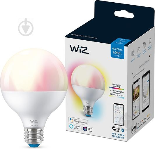 Умная лампа WIZ Smart RGB Wi-Fi 11 Вт G95 матовая E27 220 В 2200-6500 К 929002383902 - фото 1