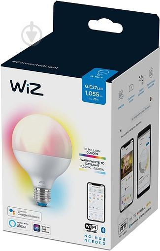 Умная лампа WIZ Smart RGB Wi-Fi 11 Вт G95 матовая E27 220 В 2200-6500 К 929002383902 - фото 3