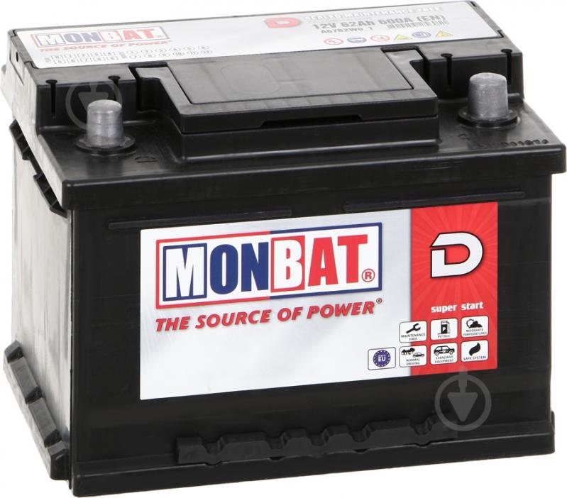 Акумулятор автомобільний Monbat D 60Ah 600A 12V «+» праворуч (A67B2W0_1/A67B2K0_1) - фото 1 Акумулятор автомобільний Monbat D 60Ah 600A 12V «+» праворуч (A67B2W0_1/A67B2K0_1) - фото 1
