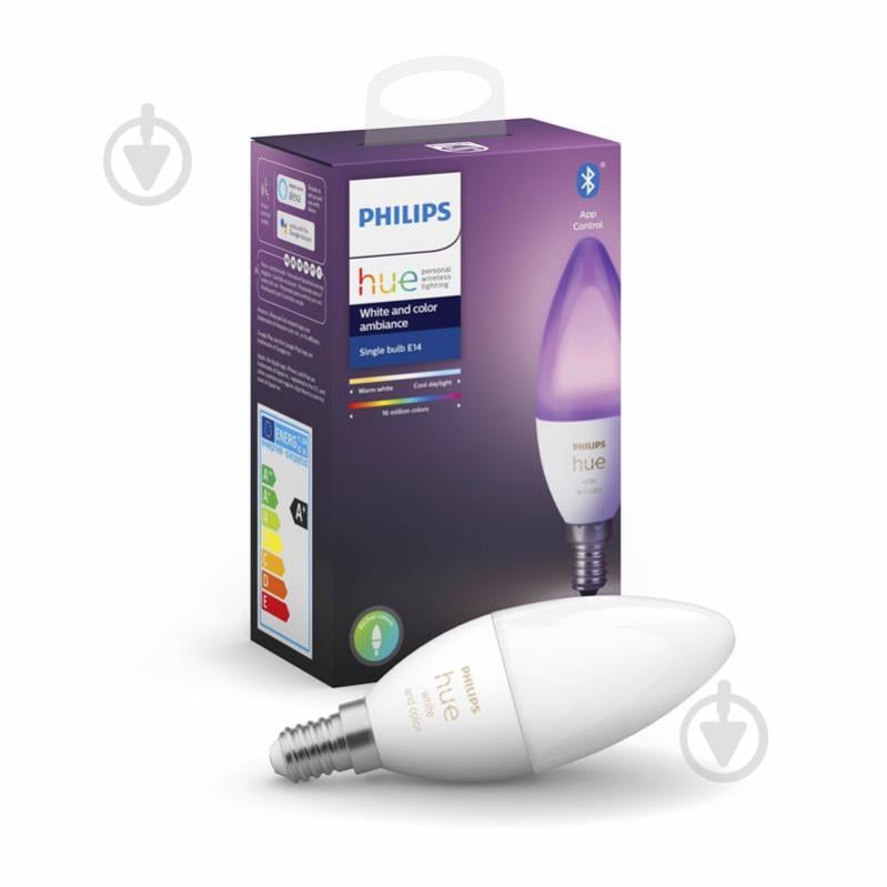 Розумна лампа Philips hue Smart 5,3 Вт C37 матова E14 220 В 2000-6500 К 929002294209 - фото 1