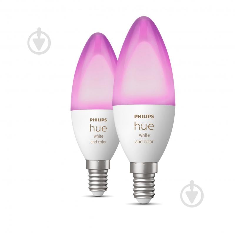 Розумна лампа Philips hue Smart 2 шт. 5,3 Вт C37 матова E14 220 В 2000-6500 К 929002294210 - фото 2