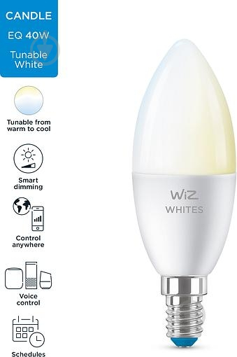 Умная лампа WIZ Smart Wi-Fi DIM 4,9 Вт C37 матовая E14 220 В 2700-6500 К 929002448702 - фото 3