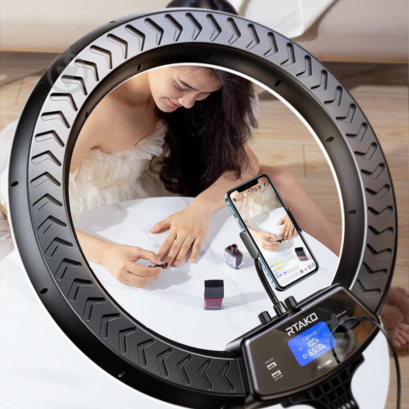 Светильник кольцевой RTAKO AR-GTB01-18S Digital display Ring Light ABS 18" (6942063218661) - фото 6