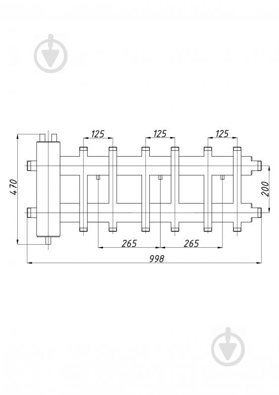 Колектор Termojet в ізоляції з гідрострілкою 6+1 вгору/вниз КГС62ВН.125(200) - фото 2