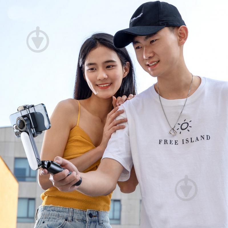 Держатель для смартфона Q09 Mini Electric Gimbal Stabilizer Extendable Selfie Stick Tripod Bluetooth Remote Control (6975068272314) RTAKO [019] Black - фото 5